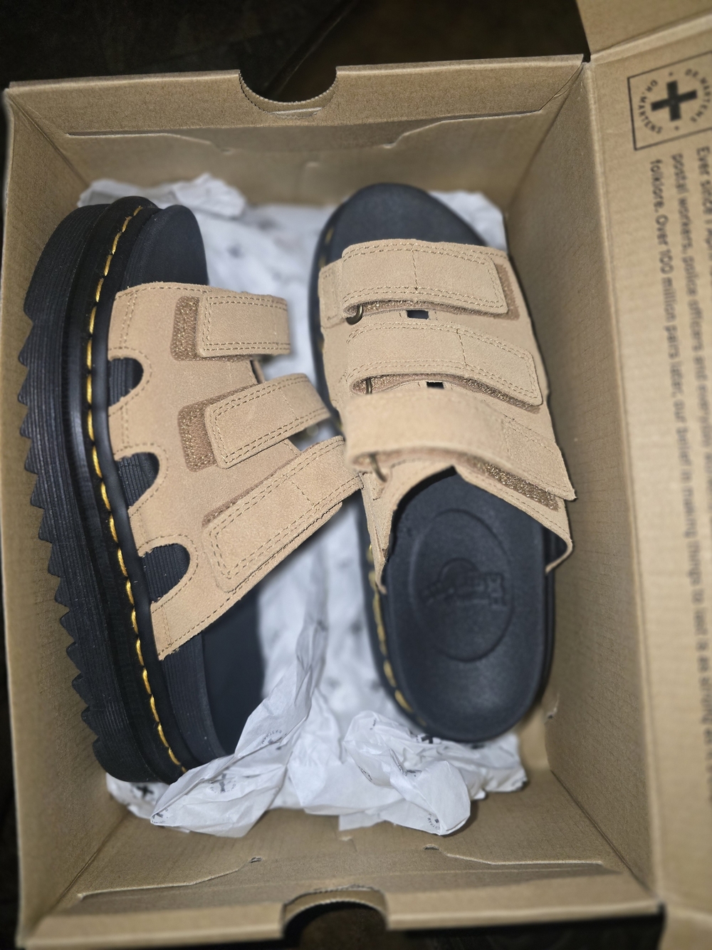 Dr. Martens Women's Tan Suede Triple-Strap Sandals Size 6